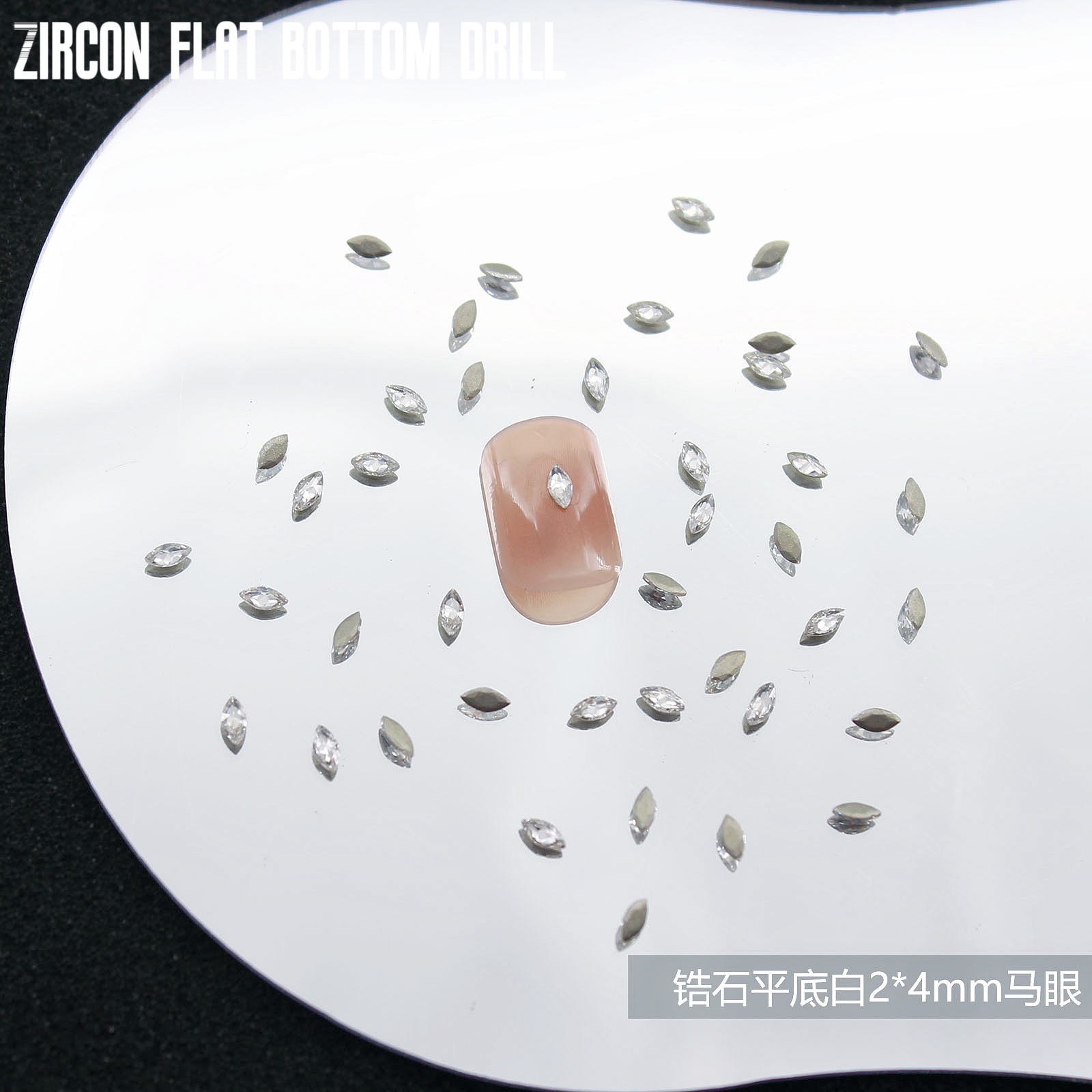 Zircon plano blanco-2*4mm Ojo de caballo