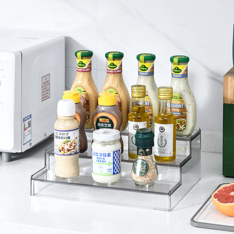 メーカーの人気三層伸縮可能な調味料棚pet香料収納棚台形展示棚棚棚|undefined