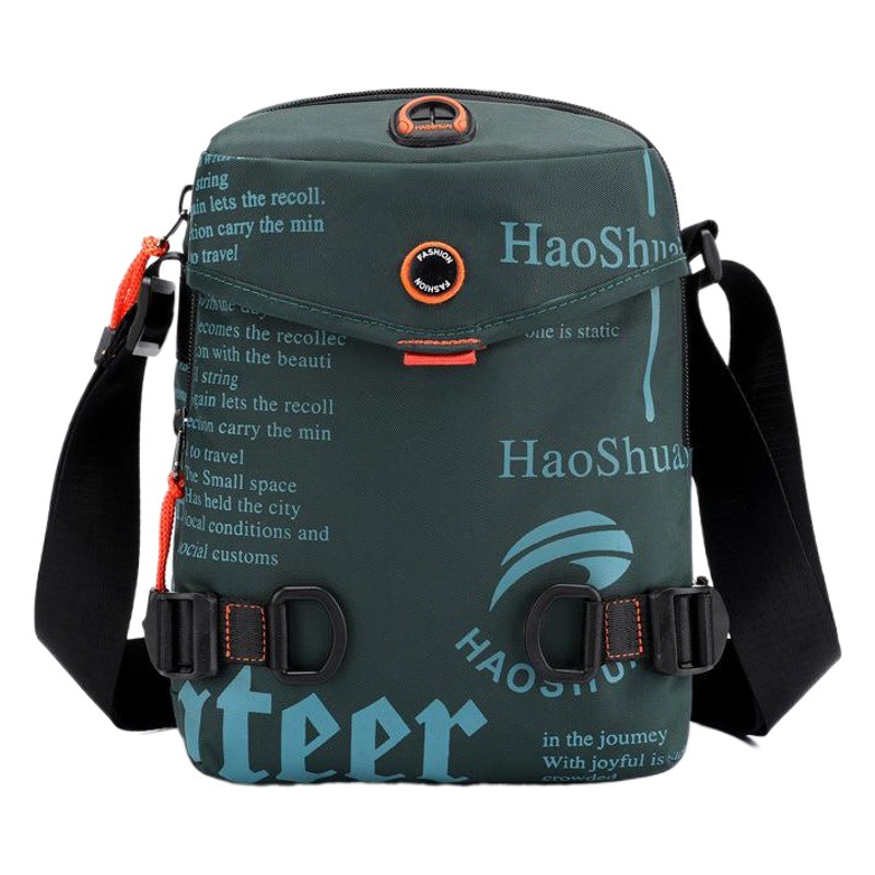 Haoshuai nuevos hombres de ocio al aire libre deportes bolso de hombro estilo coreano moda hip hop bolsa de mensajero impermeable mochila de teléfono móvil