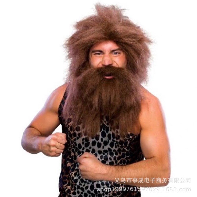Halloween performance Dress Up Wig Aboriginal wig performance Savage Wig Wig Wig Wig + beard 200g Halloween performance Dress Up Wig Aboriginal wig performance Savage Wig Wig Wig Wig + beard 200g