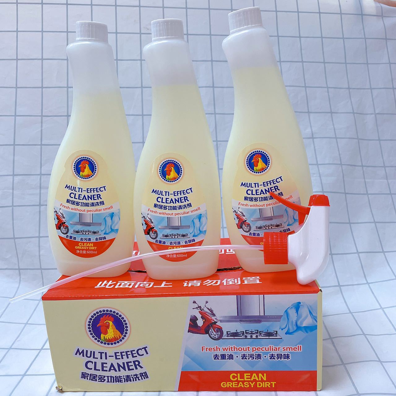 Prophecy Big Rooster Heavy Oil Cleaner 600ml*3 Bottles Kitchen Oil Cleaner Household Range Hood Cleaning Liquid