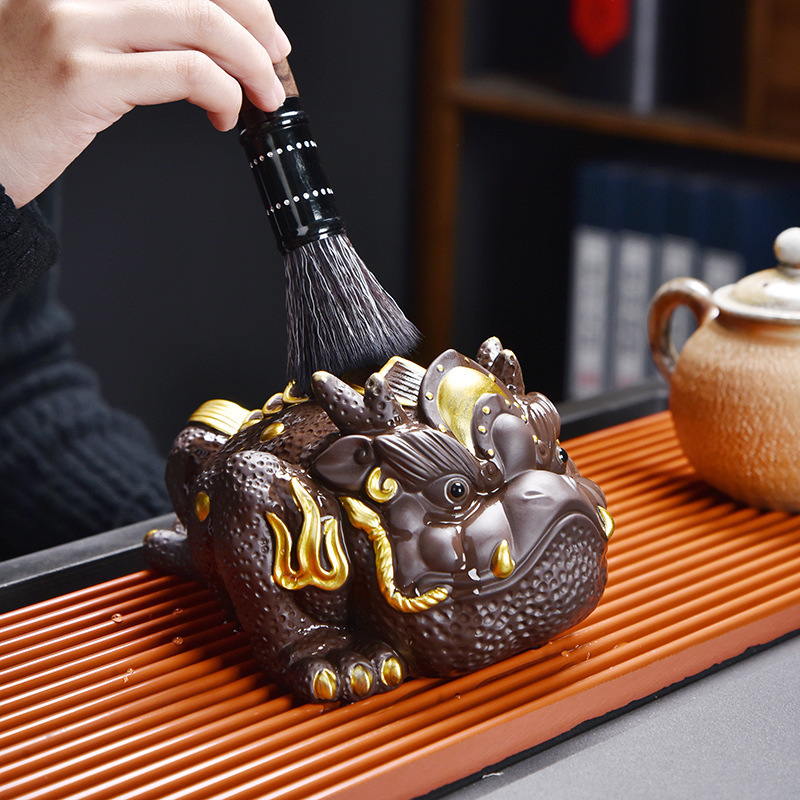 禅意帝王紫砂金蟾大号紫砂金蟾茶宠摆件可养茶道用品茶具茶桌茶台