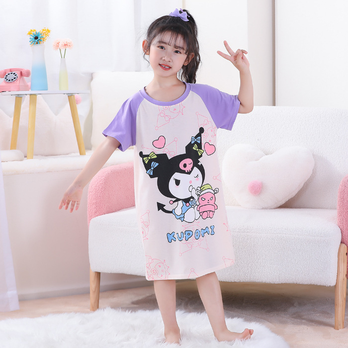Pijamas infantiles niñas de manga corta verano delgado dibujos animados yu Gui perros niñas de niños mayores set de ropa de bebé