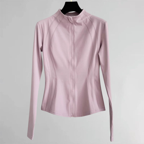 Women's Long Sleeve Nudie Yoga Jacket, Spring and Autumn Zippered Outdoor Fitness Running Sport Coat Set