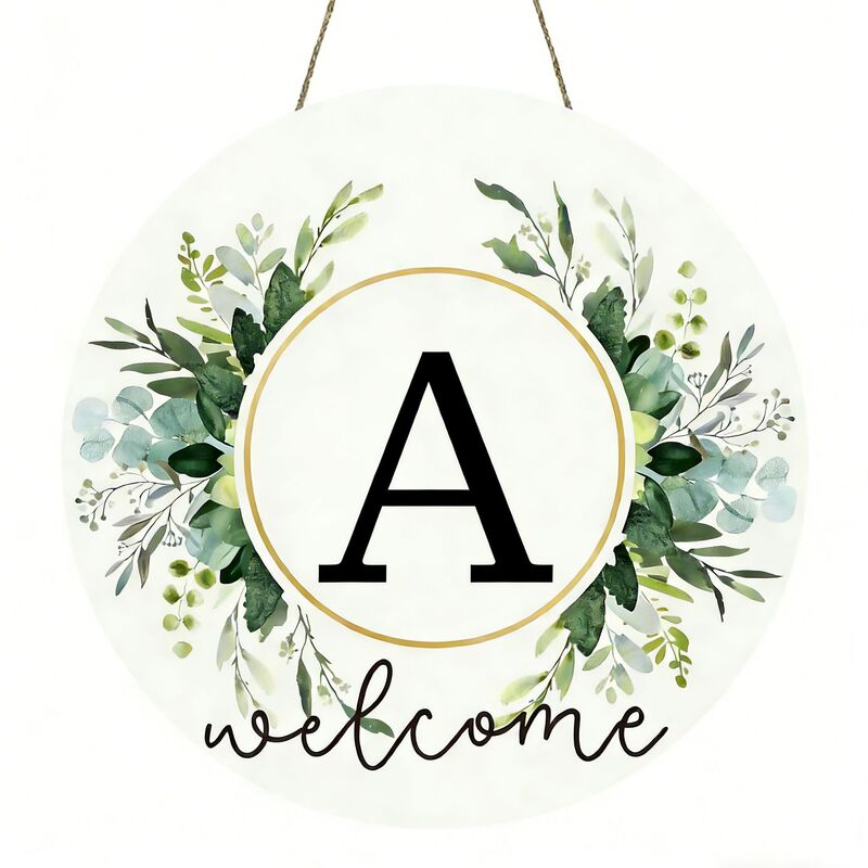 Cross-Border Letter B Wreath Wooden Welcome Front Door Decoration Floral Home Country Wall Home Kitchen