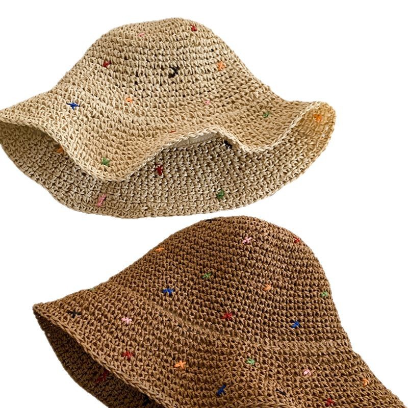 sombrero de paja tejido de color mujer verano versátil playa vacaciones sombrero de sombrero de protección solar sombrero de paja tejido sombrero frío