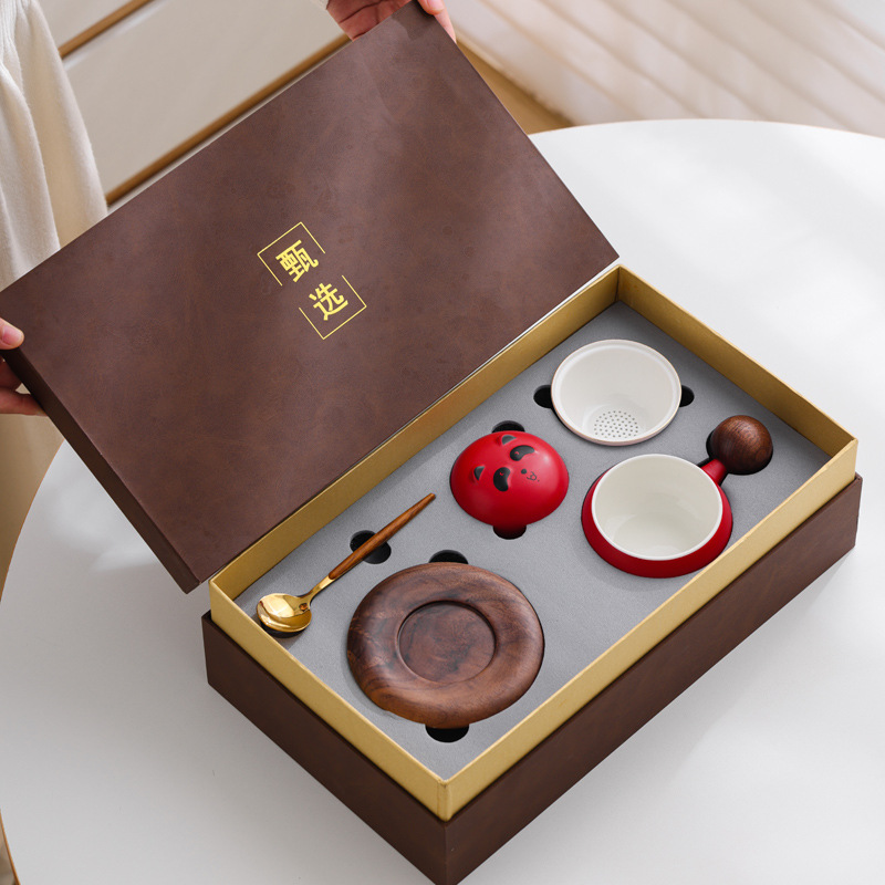 Guofeng panda taza de té y café taza de café taza de marca taza de cerámica regalo de mano set regalos comerciales LOGO