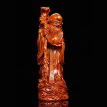 木雕寿仙摆件实木雕刻