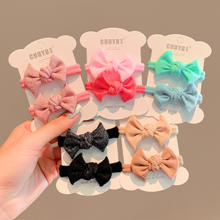 Children's bow hair band does not hurt hair high ponytail hair rope tie rope girls durable high elastic girl rubber band