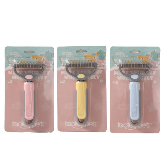 New simple bubble shell plastic needle comb round head open knot comb anti-knot pet hair removal comb wholesale pet supplies