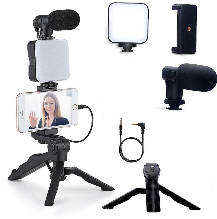 Venta caliente transfronteriza multifuncional escritorio belleza pierna bolsillo llenar luz con micrófono traje SLR Luz de Conferencia