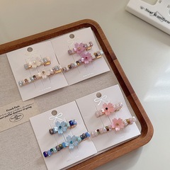韓国東大門クリップ甘い花クリスタルカモノハシクリップガーリースタイルヘアクリップサイドクリップ前髪クリップ女性のワンラインクリップ