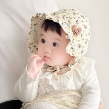女宝宝帽子春秋季新款宫廷帽婴儿时尚洋气护耳帽小月龄宝宝遮阳帽