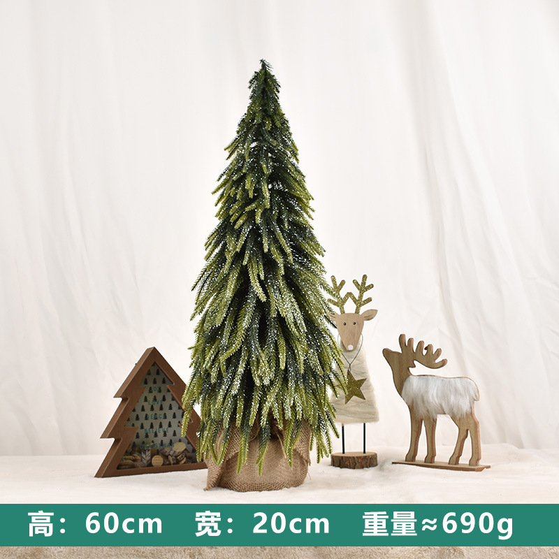 Decoraciones de Navidad simulación mini árbol de Navidad pequeño árbol de pino flocado decoración de escritorio diseño de escena doméstica