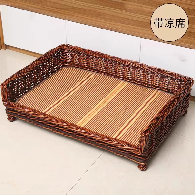 Perro tejido de ratán Perro mimbre mimbre Perro mediano y grande Nido para mascotas extraíble y lavable disponible en todas las estaciones Teddy Satsuma Cama para perros Golden Retriever Nido para gatos