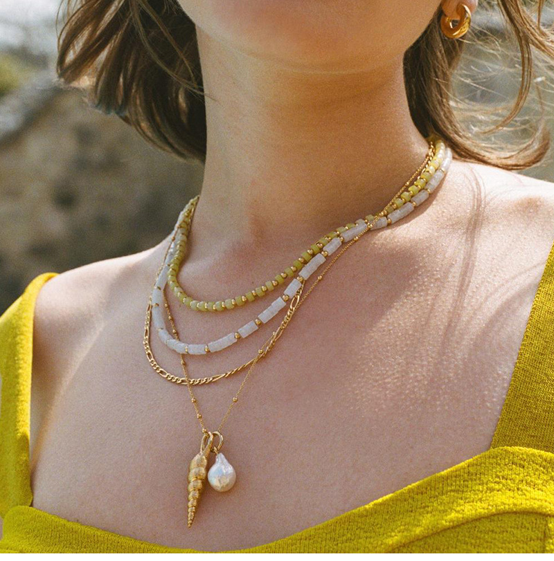 18g Weight Necklace Classification Bead, Stone Chain Material Beaded Chain Chain Type Necklace + Jewelry Quantity 1 Piece Fashion Color Block Beaded Beaded Women's Necklace