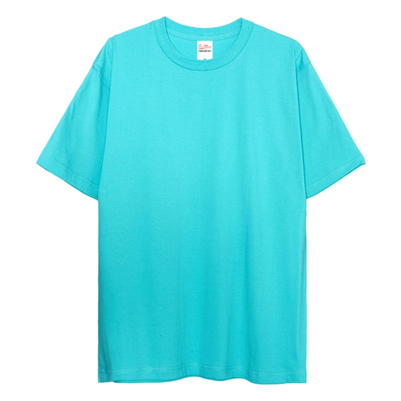 Los hombres de verano 230g de algodón pesado cuello redondo manga corta camiseta europea y americana de color sólido juemiao moda hombres camiseta impresa