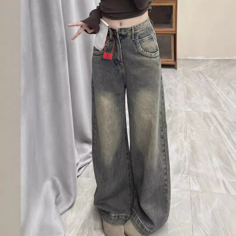 2026 Retro Drapey Wide-Leg Jeans for Women, Spring and Autumn High-Waisted Loose Floor-Length Straight Versatile Pants That Make You Look Slimmer and Taller 2026 Retro Drapey Wide-Leg Jeans for Women, Spring and Autumn High-Waisted Loose Floor-Length Straight Versatile Pants That Make You Look Slimmer and Taller