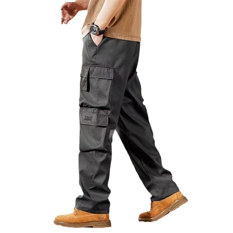 Multi-Pocket Work Pants Straight-Leg Cargo Pants Short-Sleeve New Style Pants Retro Spring and Autumn Loose 2024 Trendy Versatile