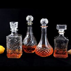 卸売り1000ml角型ガラス赤ワイン瓶飲料瓶デキャンタ酒瓶ガラス自醸造容器