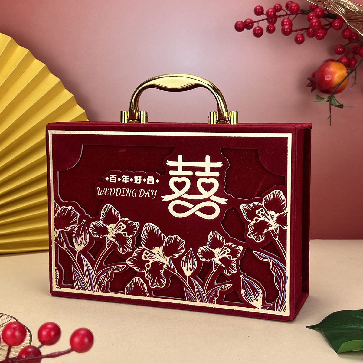 订婚彩礼箱礼金盒彩礼钱盒子定亲聘礼盒子镂空彩礼箱30万结婚用品