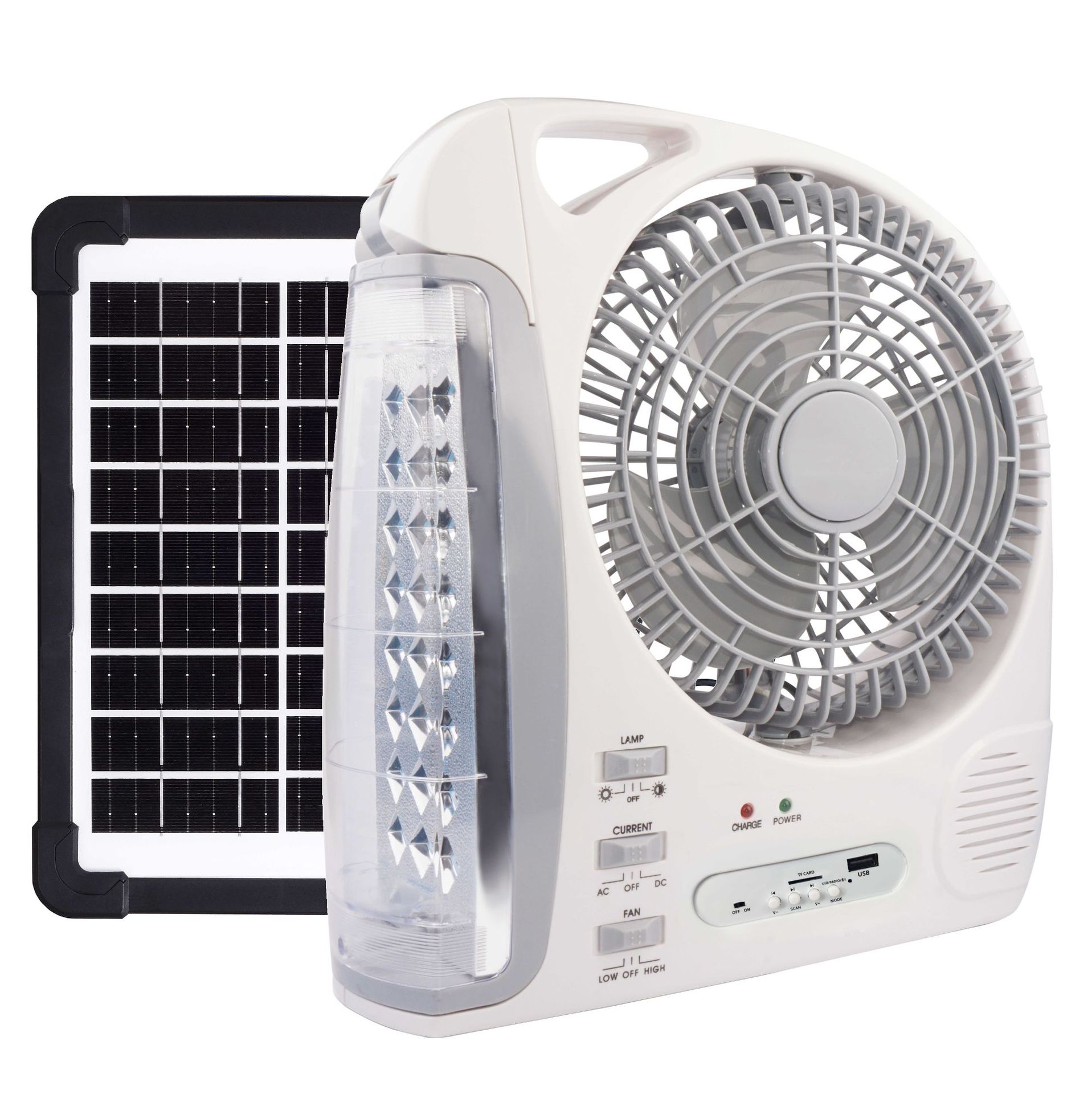 Comercio exterior multifuncional acampado al aire libre Bluetooth FM música ventilador de carga solar independiente 6W