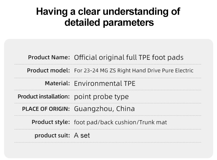 Suitable for 23-24 Mg Zs Car Floor Mats, Stain-Resistant and Wear-Resistant Full Tpe Floor Mats, Trunk Mats Cross-Border