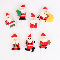 ソフトプラスチッククリスマスケーキデコレーションプラグインサンタクロース雪だるま鹿クリスマスツリーケーキデコレーションプラグインオーナメント
