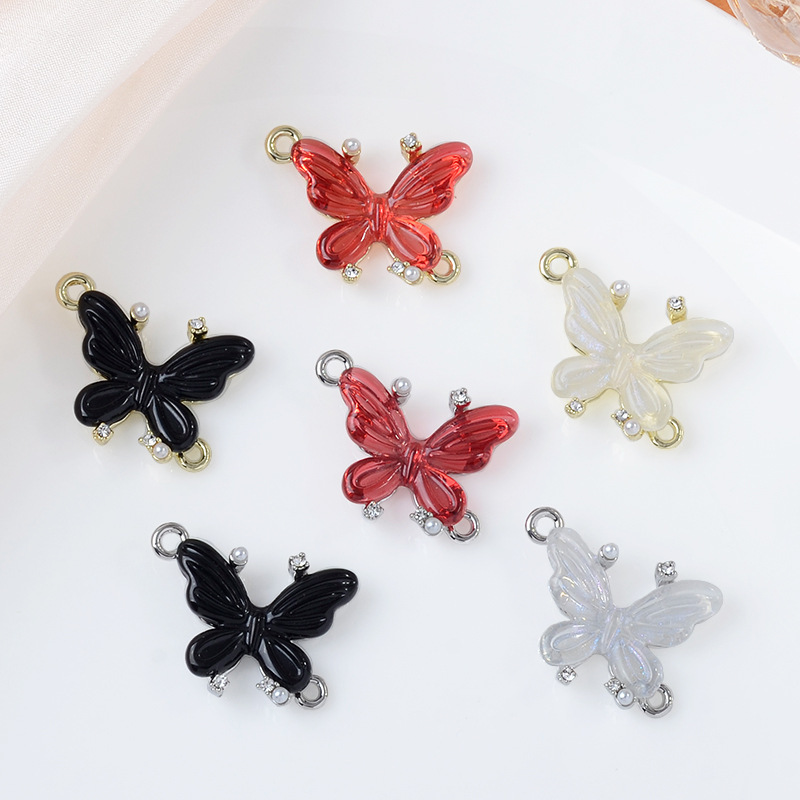 新款合金蝴蝶甜酷少女感个性小众双吊手链项链DIY高级配件饰品|undefined