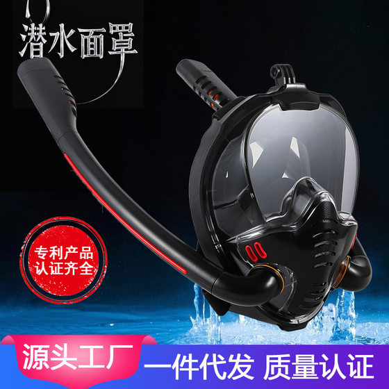 Double Tube Diving Mask Full Dry Full Face Snorkeling Mask Adult Silicone Mask Swimming Equipment Source Factory