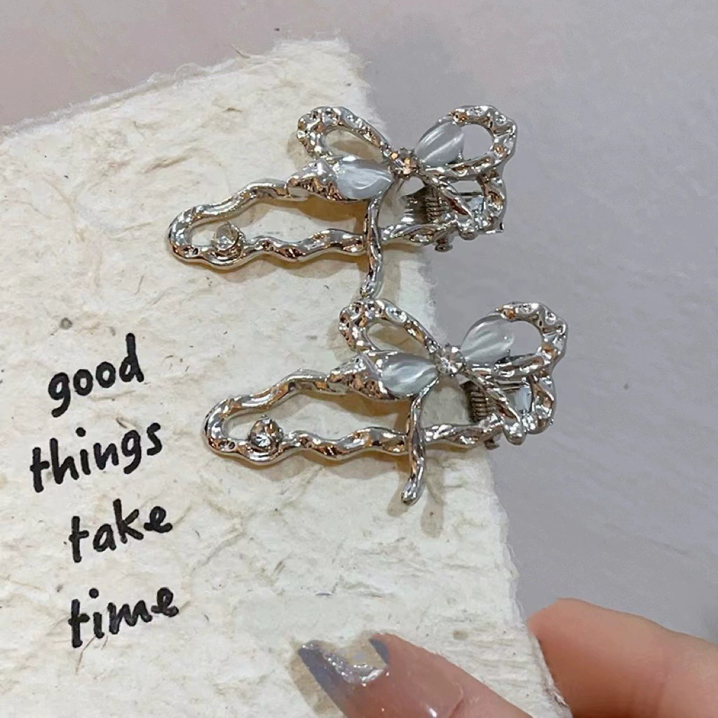 Small design hairgrip, hairpins, cat's eye, flowered, 2 carat, western style
