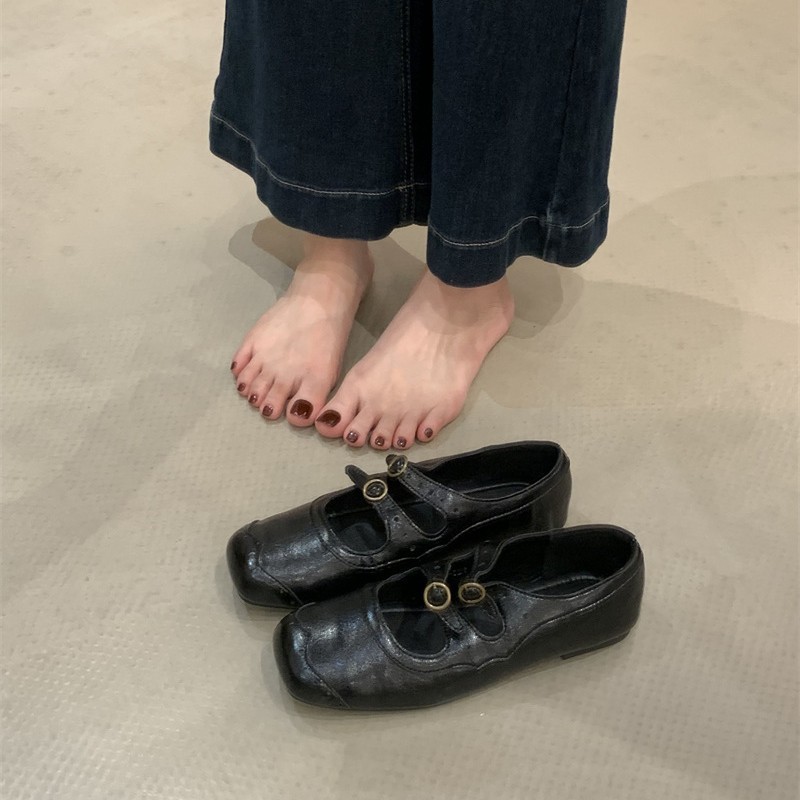 平底复古绒面玛丽珍单鞋女鞋子2025新款春秋季配裙子芭蕾舞晚晚鞋|undefined