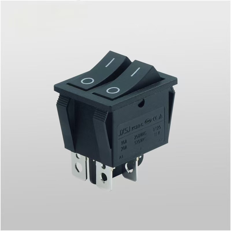 双联船型开关 红绿色带灯2档6脚 电源按钮开关电饼铛电暖器开关