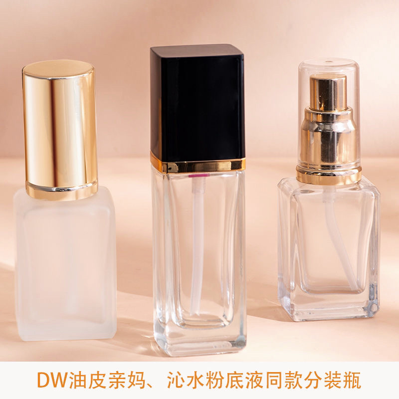 Esmerilado en stock 30ml botella de base líquida de vidrio esmerilado transparente crema de aislamiento BB crema cosmética embalaje sub-botella