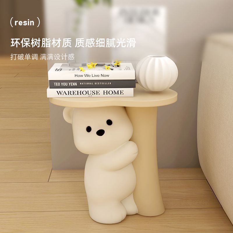Cute Bear Side Table Living Room Floor-Standing Ornaments Bedroom Bedside Table Home Decoration Sofa Side Tray Storage Rack