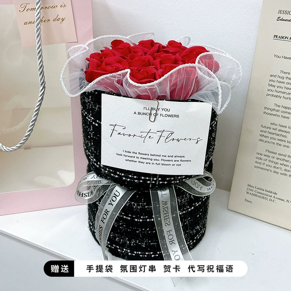 Black red postcard, Chanel style, bouquet