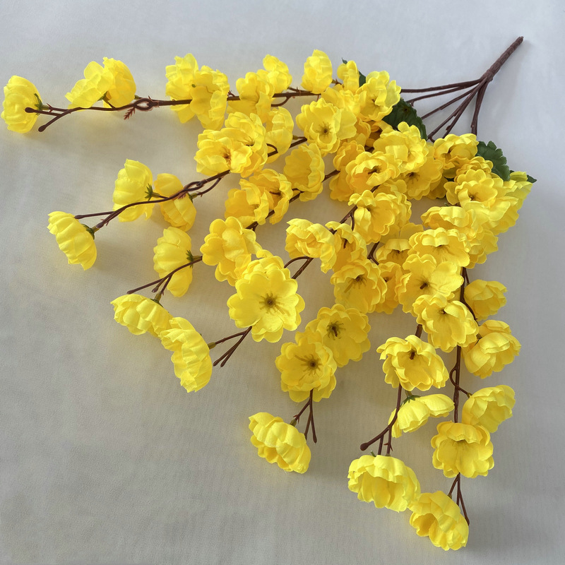 7-tenedor Flor de melocotón ingeniería jardinería conjunto flor artificial Flor de seda boda decoración interior mango artificial Flor de melocotón venta al por mayor