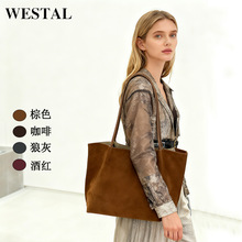 2025新款秋冬慵懒风磨砂牛皮托特包大容量通勤手提单肩包真皮女包