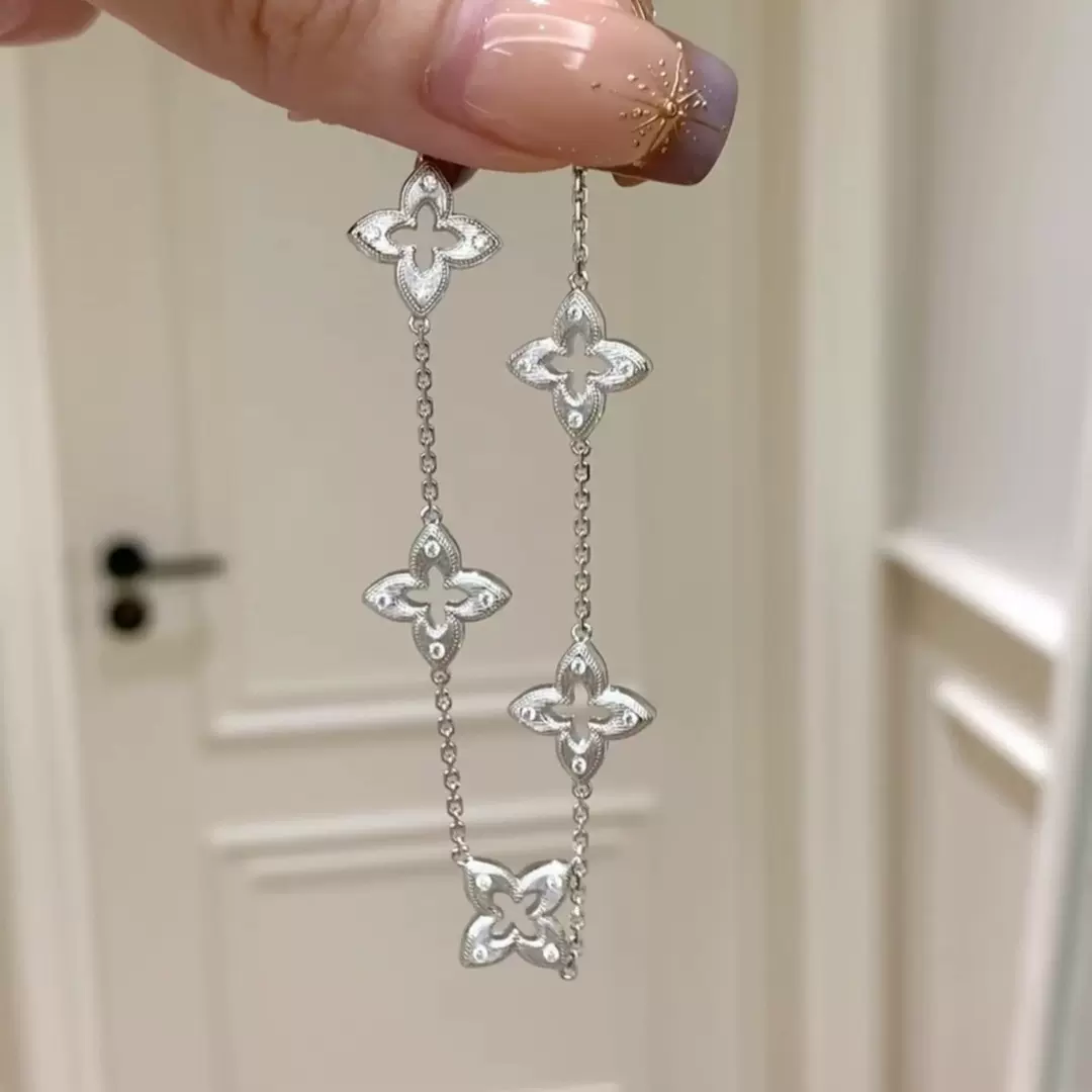 重工！中古vintager拉丝镂空四叶草手链女轻奢小众高级感花朵手饰