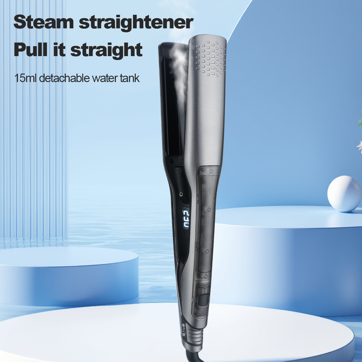 Cross-border hot-selling steam hair straightener straight plate with…