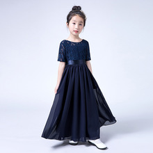 大合唱女童公主裙2024款钢琴表演元旦节儿童节小主持人演出服长款