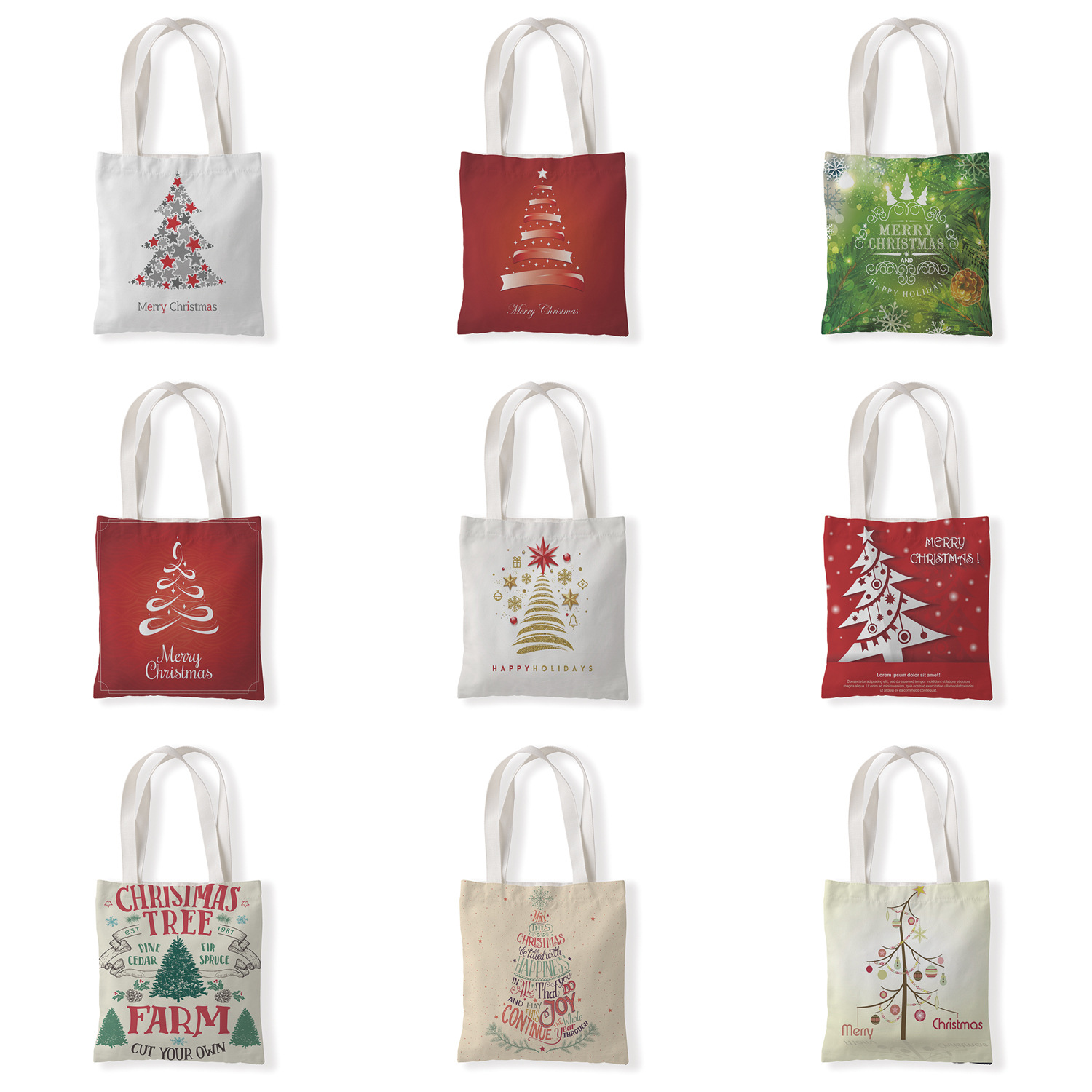 创意圣诞树单肩斜跨帆布包宣传包休闲零钱袋文艺手提购物礼品袋