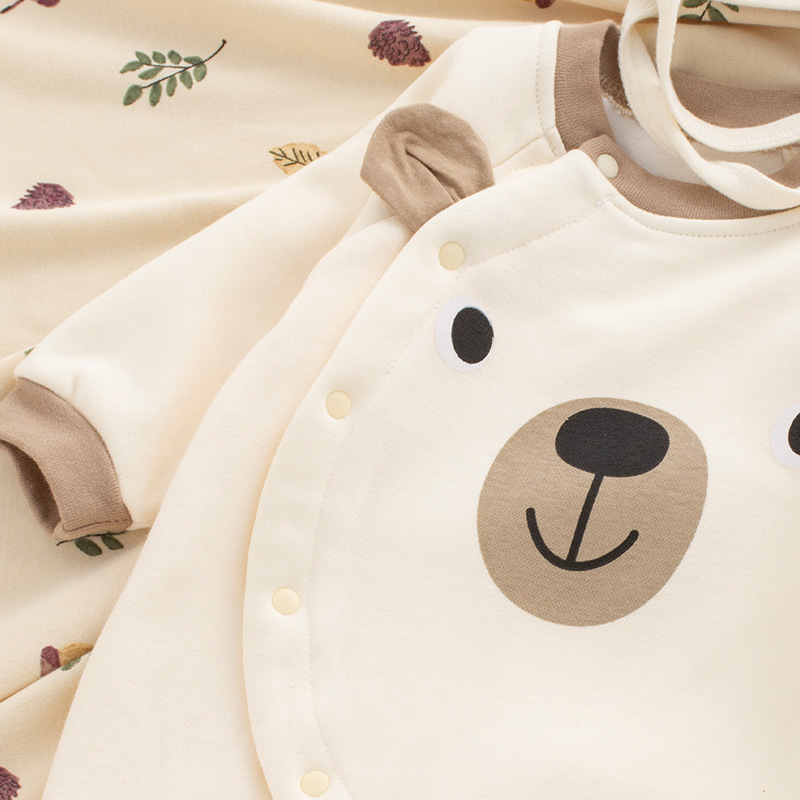 Nuevo bebé otoño fleece-forrado salida mono 0-6 meses bebé cálido polar oso mameluco traje