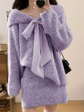 法式甜美慵懒风针织毛衣短裙两件套2025秋冬新款小个子氛围感套装