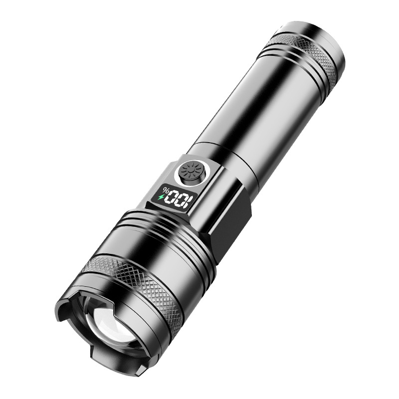 Generación Pantalla Digital linterna de carga rápida de aleación de aluminio tiro largo linterna láser blanco batería desmontable linterna al aire libre