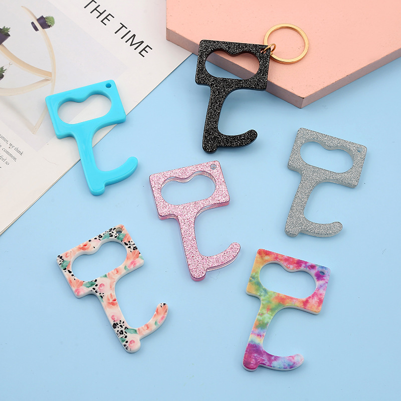 Wholesale Creative Acrylic Material Keychain Pendant Pendant Contactless Elevator Button Isolation Edc Door Opener Wholesale Creative Acrylic Material Keychain Pendant Pendant Contactless Elevator Button Isolation Edc Door Opener