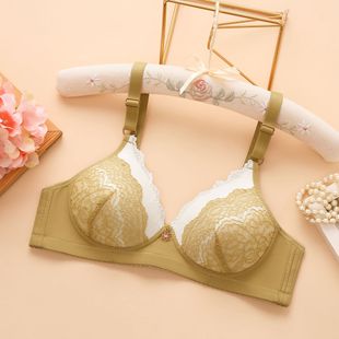 Skin-friendly baby cotton middle-aged and elderly thin Cup push up non-magnetic bra traditional lace soft mother underwear without steel ring