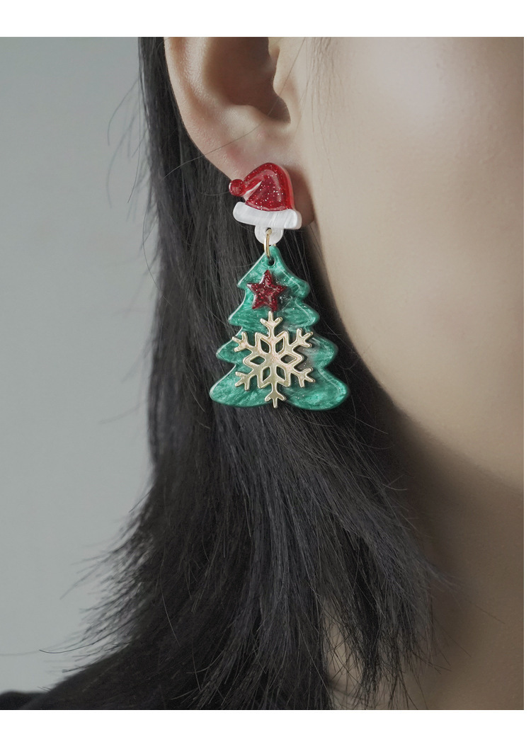 10g Weight Drop Earrings Classification 1 Pair Quantity 1 Pair Christmas Tree Arylic Drop Earrings