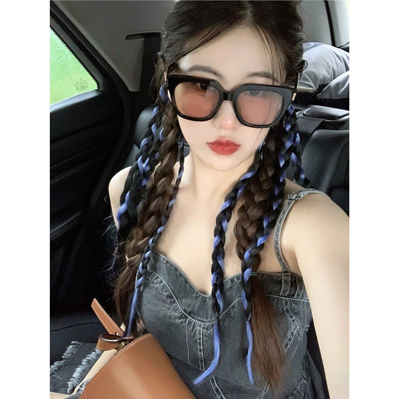 Trenza de peludo para niños Trenza de boxeo dulce y fresca Trenza de doble cola de caballo simulación Trenza de giro tipo correa Trenza de espina de pescado Trenza sucia de chica caliente