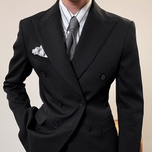 [Ruishen Clothing] Double-Breasted Lapel Collar Suit Business Wedding Banquet Pure Color Suit Naples
